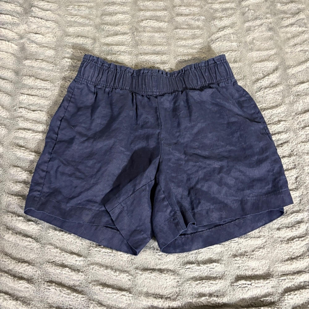 Quince 100% European Linen Pull-On Shorts Navy Blue Small High Rise Relaxed